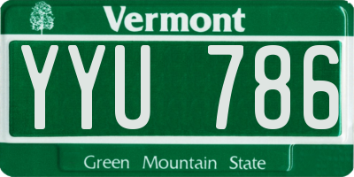 VT license plate YYU786