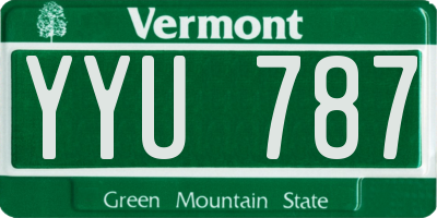 VT license plate YYU787