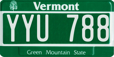 VT license plate YYU788