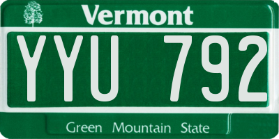 VT license plate YYU792