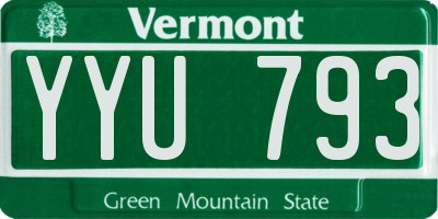 VT license plate YYU793