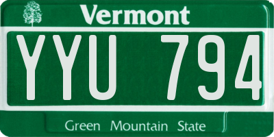 VT license plate YYU794