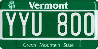 VT license plate YYU800