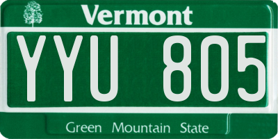 VT license plate YYU805