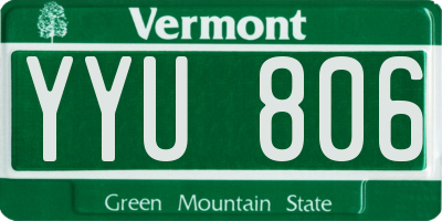VT license plate YYU806