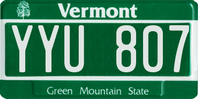 VT license plate YYU807