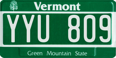 VT license plate YYU809