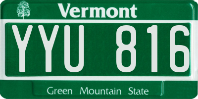 VT license plate YYU816