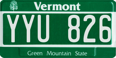 VT license plate YYU826