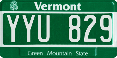 VT license plate YYU829