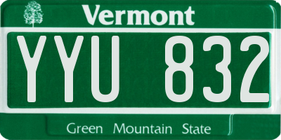 VT license plate YYU832