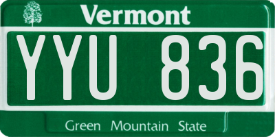 VT license plate YYU836