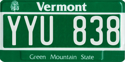 VT license plate YYU838
