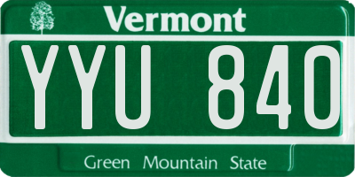 VT license plate YYU840