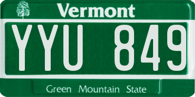 VT license plate YYU849
