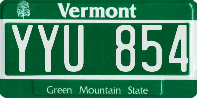 VT license plate YYU854
