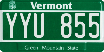 VT license plate YYU855