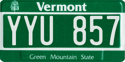 VT license plate YYU857