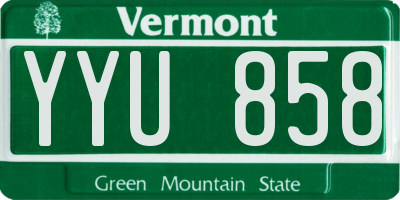 VT license plate YYU858