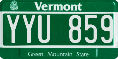 VT license plate YYU859