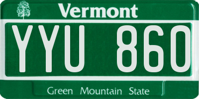 VT license plate YYU860
