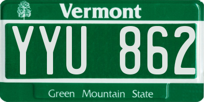 VT license plate YYU862