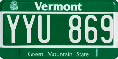 VT license plate YYU869