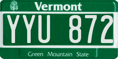 VT license plate YYU872