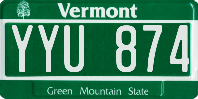 VT license plate YYU874