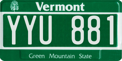 VT license plate YYU881