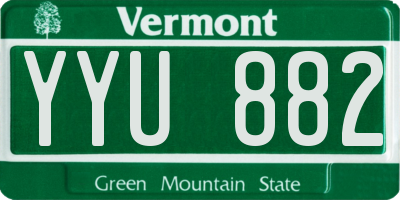 VT license plate YYU882