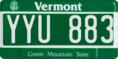 VT license plate YYU883