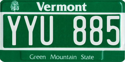 VT license plate YYU885