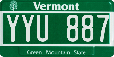 VT license plate YYU887