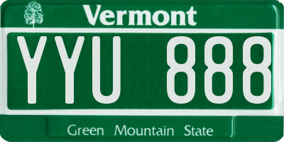 VT license plate YYU888