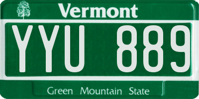 VT license plate YYU889