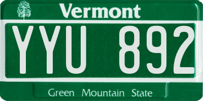 VT license plate YYU892