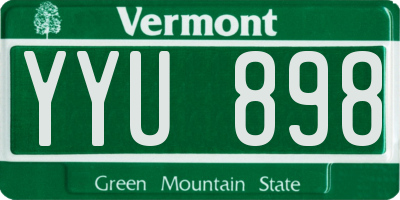 VT license plate YYU898
