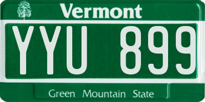 VT license plate YYU899