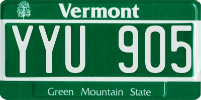 VT license plate YYU905
