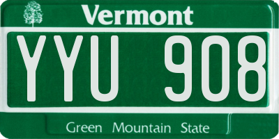 VT license plate YYU908