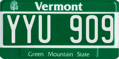 VT license plate YYU909