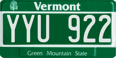 VT license plate YYU922