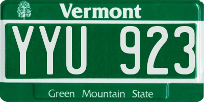 VT license plate YYU923