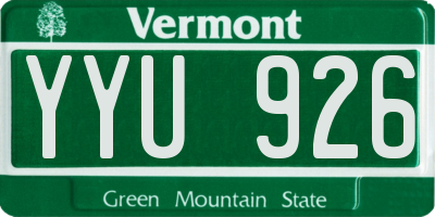 VT license plate YYU926