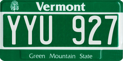 VT license plate YYU927