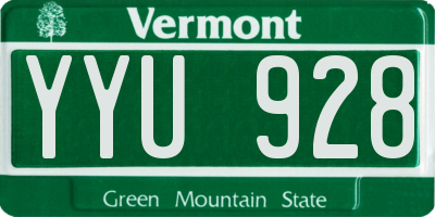 VT license plate YYU928