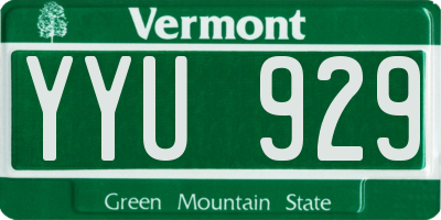 VT license plate YYU929