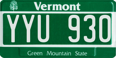 VT license plate YYU930