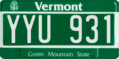 VT license plate YYU931